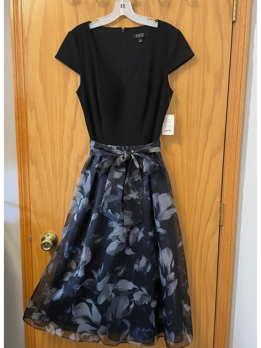 Ignite Evenings Black and Floral Maxi Dress with Tie Waist